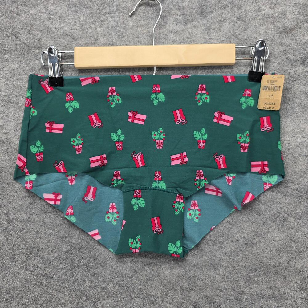Victoria's Secret Pink Boyshort Womens Large Holiday Gifts Print Underwear New